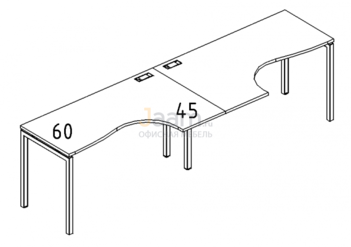 Мебель для персонала Рабочая станция со столами эргономичными "Классика" на металлокаркасе DUE Б2 031-2 БП